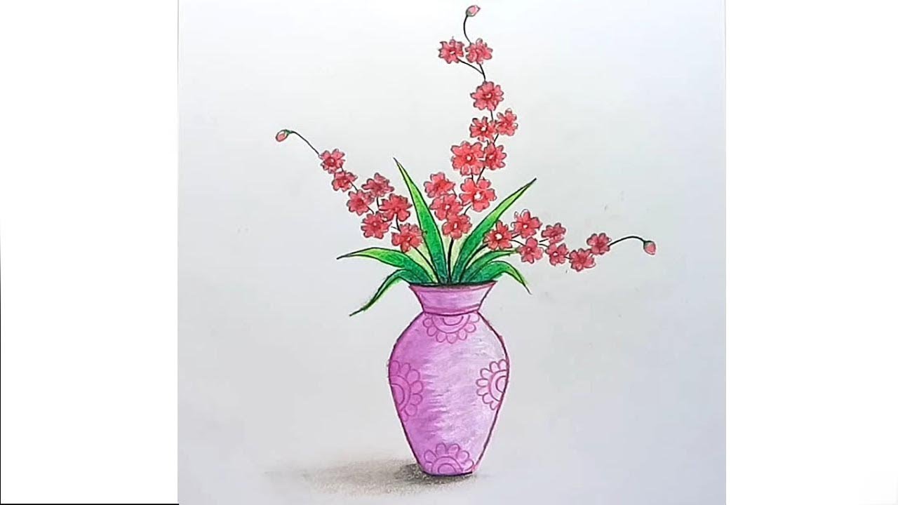 How to draw Flower vase step by step - YouTube