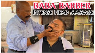 Intense Head massage ! Neck crack by 72 Years Old school barber @ Unshade IndianBarbershop !