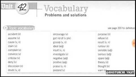 Unit 42. Vocabulary. Problems and solutions. Muammolar va yechimlar