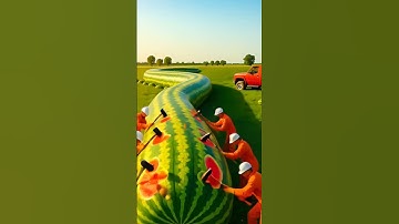 tiny workers rescuing snake from watermelon #animals#funny#shorts#miniatures