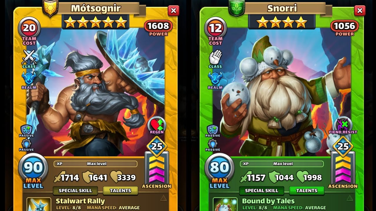 Empires & Puzzles Motsognir & Snorri this little dude's set to smash some serious Titan Skulls!!💀💀🥶