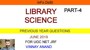 Library science// Previous year question JUNE-2019//FOR UGC NET JRF//Part4// HINDI// BY VINNAY ANAND
