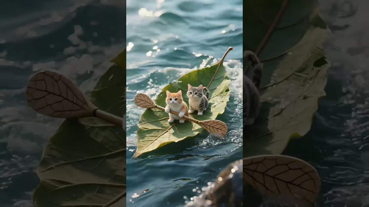 Sailing Cats?! Two Kittens Row Across a Dreamy Lake!