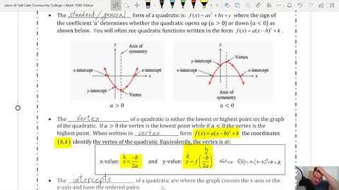 4.1 Quadratic Functions (Part 1)