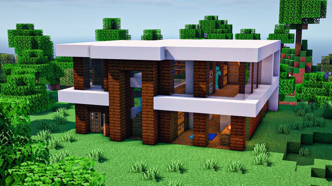 Minecraft I Como Construir uma Casa Grande de Madeira Para 2 Jogadores  (Parte 1)[MUNDO QUADRADO] 