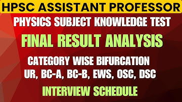 HPSC Assistant Prof. Physics Subject Knowledge Test Final Result Analysis Cat. wise Selection Data