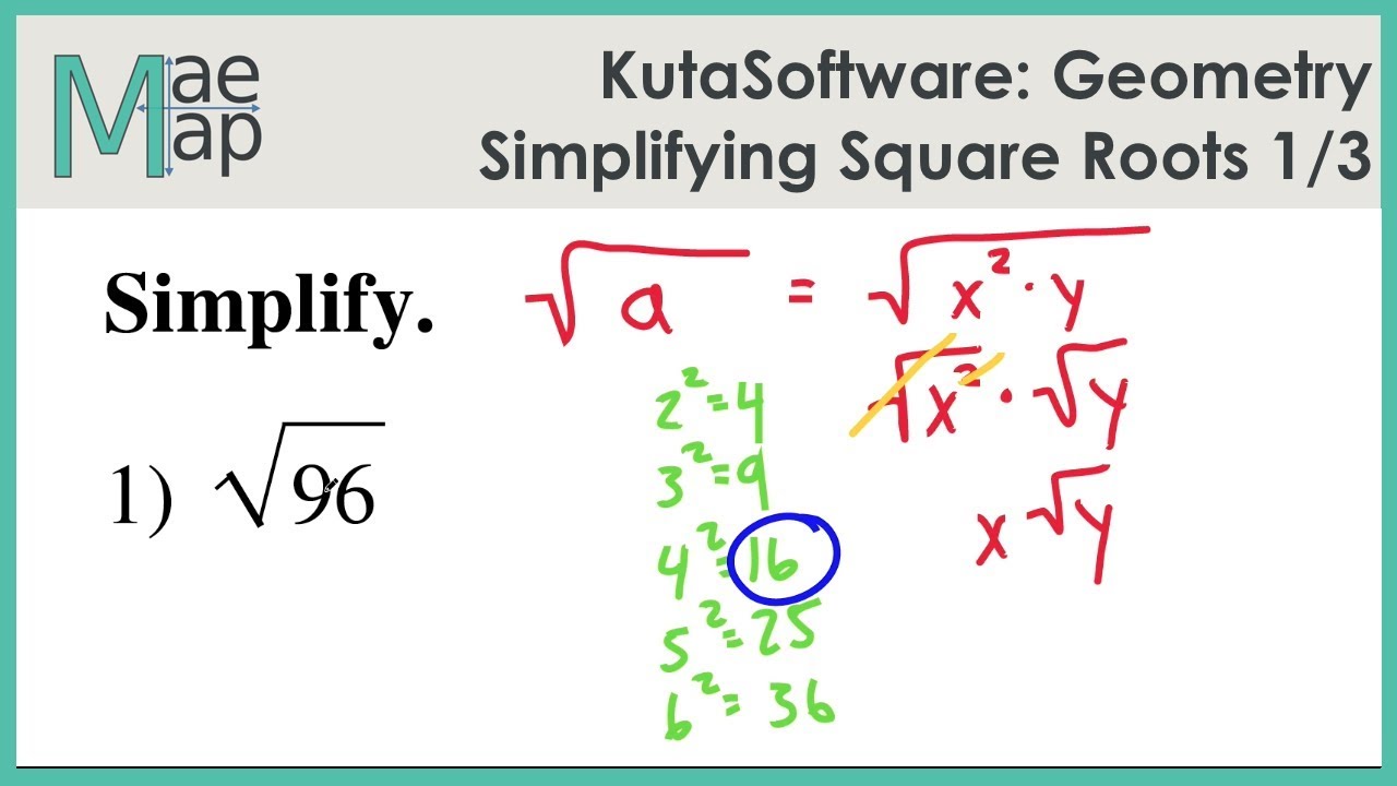 KutaSoftware: Geometry- Simplifying Square Roots Part 25 Pertaining To Simplify Square Roots Worksheet