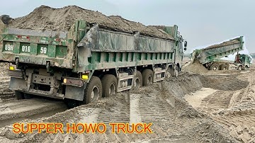 Xe ô tô tải Howo xe tải Hyundai Chở cát sa lầy | Máy xúc xe ủi cát công nông | excavator loading