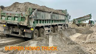 Xe ô tô tải Howo xe tải Hyundai Chở cát sa lầy | Máy xúc xe ủi cát công nông | excavator loading