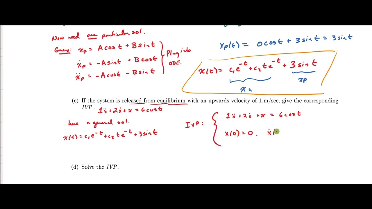Spring Example with Forcing Function : Part 3 (Solving IVP) - YouTube
