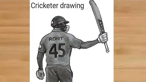 How to draw Cricketer (Rohit Sharma) back side | How to draw rohit sharma |Rohit sharma drawing easy