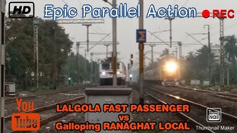 Rare Parallel Action in SEALDAH MAIN LINE|Up Lalgola Fast Passenger vs Up Galloping Ranaghat Local