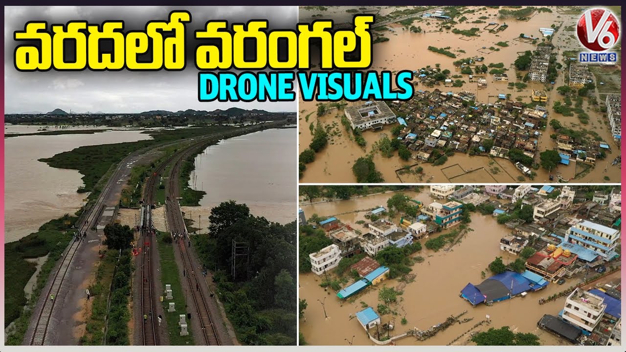 Drone Visuals: Warangal City Still In Flood Water | V6 News - YouTube
