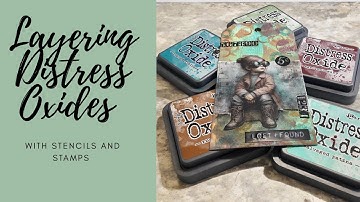 Layering Distress Oxides with Stencils and Stamps #maremicollagebooks #distressoxides
