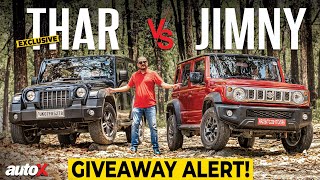 2023 Maruti Suzuki Jimny vs Mahindra Thar | Real World Comparison Test | Giveaway Alert | autoX