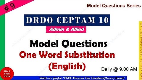 DRDO Previous Year Questions | A & A | STA-B | Tech | General English | One word substitution