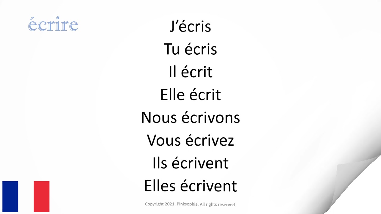 Verbe conjugaison présent : écrire= to write