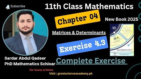 Complete Exercise 4.3 - 11th Class Math | PECTTA New Book 2025