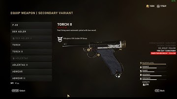 Unlocking Daily Weapon Order (TORCH II Heroic P-08)-After 50 ADS Pistol Kills-Call of Duty-WWII