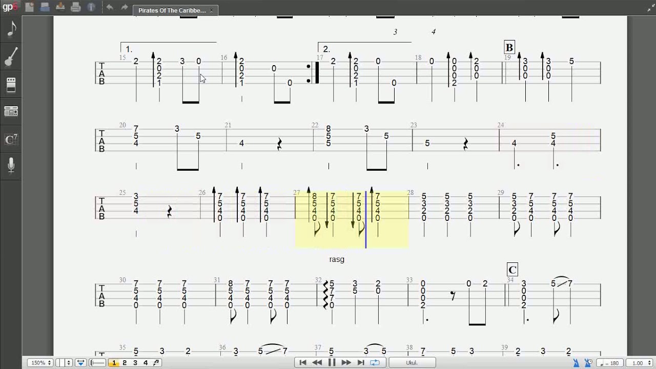 Pirates Of The Caribbean (ukulele tabs) YouTube