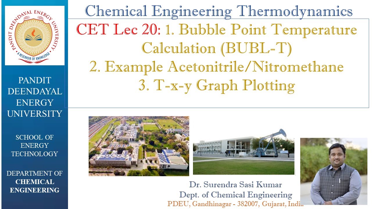 CET Lec 20:Bubble Point Temperature Calculation/Txy Graph Plot ...