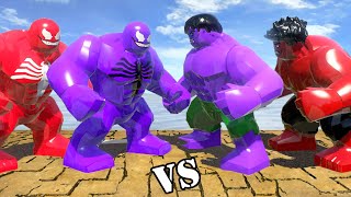 Who is The Best ? Purple Venom &amp; Red Venom OR Purple Hulk &amp; Red Hulk?  - Epic LEGO Transformations!