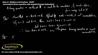 Commutative binary operation | cbse class 12 maths relation and function | ncert class 12 maths
