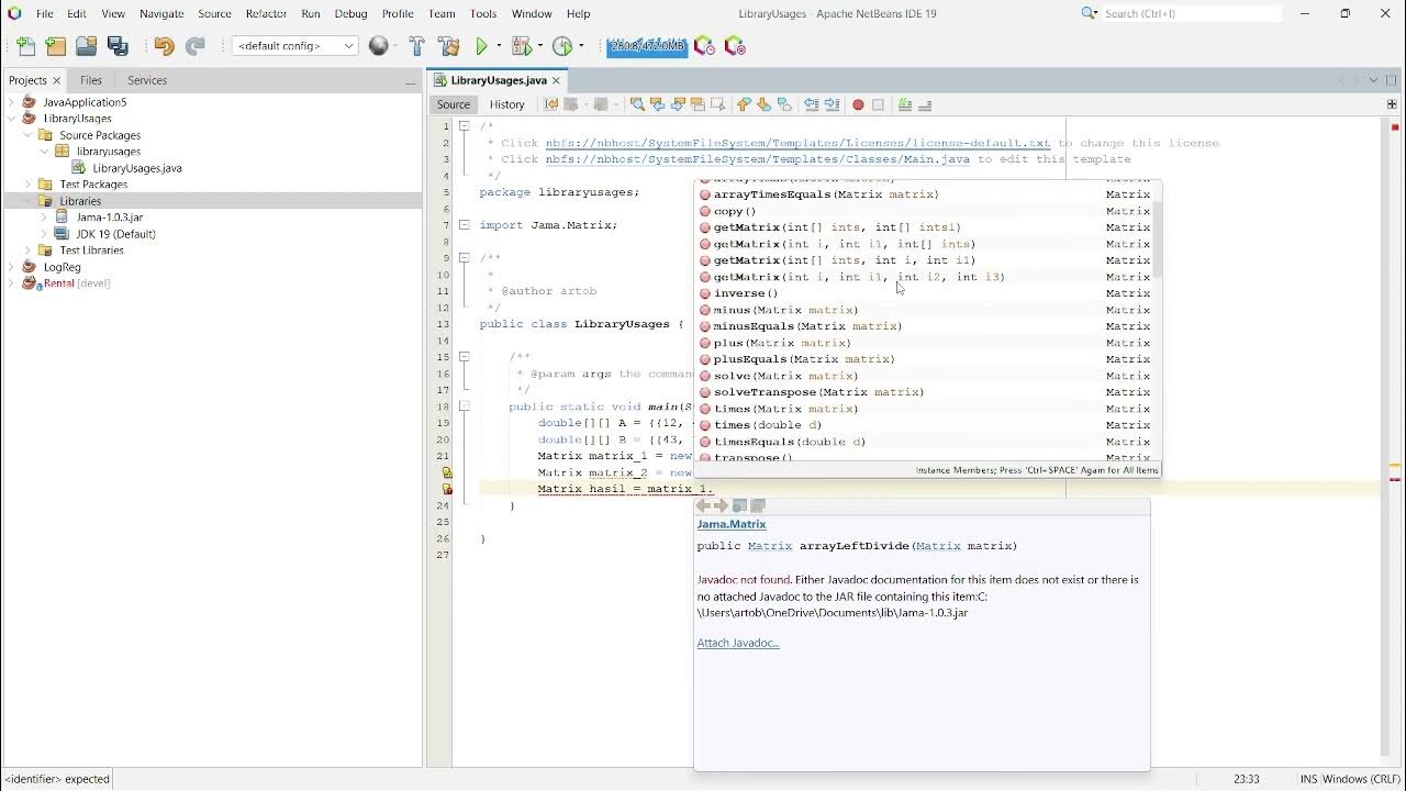 Penggunaan Library Java Matrix (JAMA) - YouTube