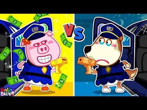 Видео: Rich vs Broke Полицейский, кто лучше? | Мультик для детей | Wolfoo Russian