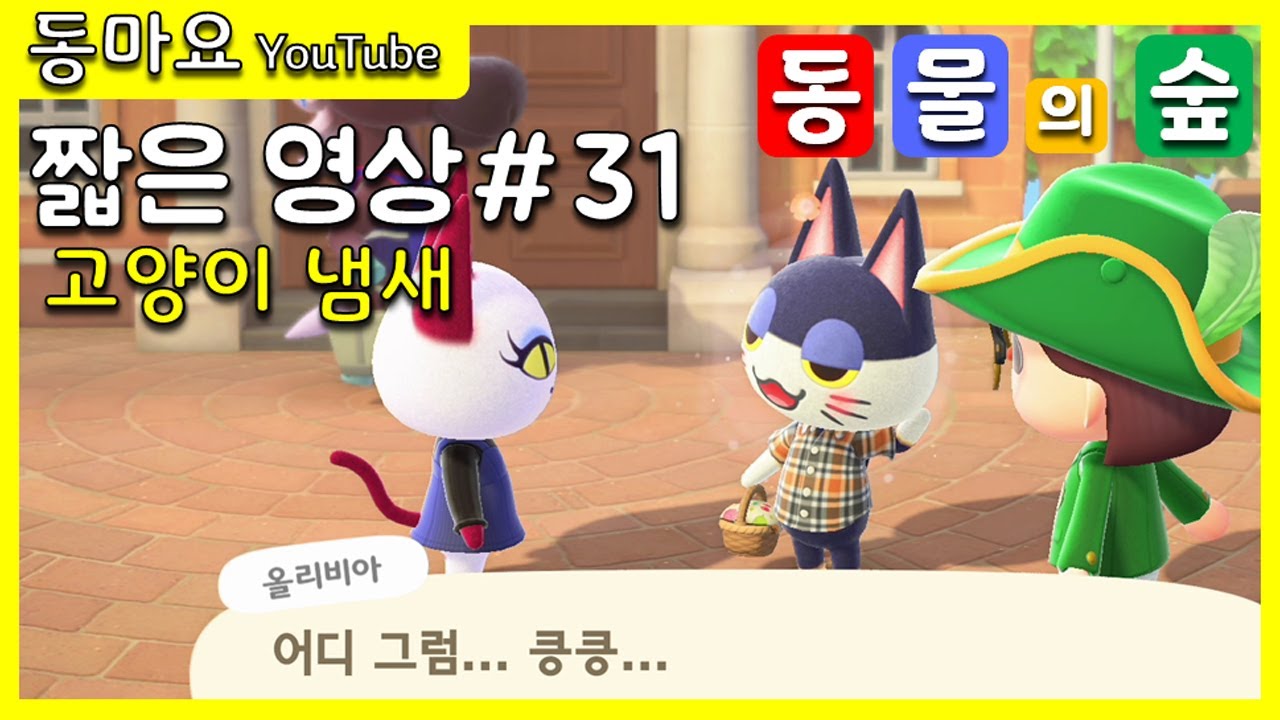 동물의 숲] 고양이 냄새 (모동숲 올리비아,빙티,짧은영상#31) - Youtube
