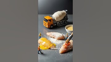 Tiny Workers Turn Raw Chicken into Crispy Tenders 🍗 | Mini Construction Cooking! #shorts