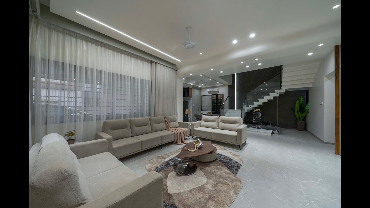 Contemporary Luxury Bungalow Design | Grey & White Minimalist House | Architect Vivek Bosmiya