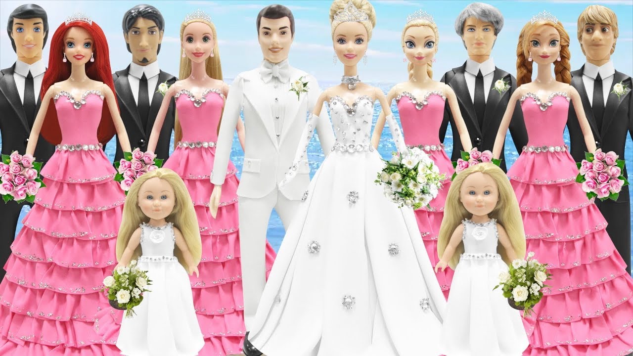 Play Doh Wedding Disney Princess Cinderella & Charming I Elsa, Anna, Ariel,Rapunzel, Tiana kids anka