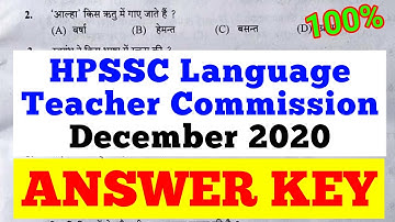 HP LT COMMISSION 2020 ANSWER KEY | HPSSC Language Teacher Commission Solved Question Paper Dec 2020