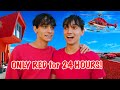Using Only *RED* Things for 24 Hours Challenge! 🎒🍅🥊