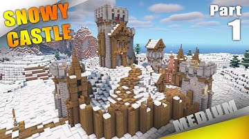 SNOWY CASTLE | HOW to Build a WINTER BASE / FORT / CASTLE in Snowy Biome PART 1 Minecraft TUTORIAL