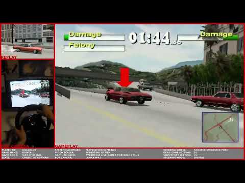 DRIVER 2 PS1 Mission 35 CHASE THE GUNMAN Steering Wheel POV 