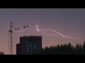 Строительный кран во время грозы. Crane during a thunderstorm