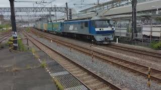 9月15日【約23時間遅れ】5052レ EF210-163＋コキが大船駅を通過するシーン