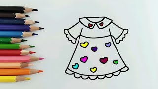 How to draw  beautiful and easy dress / drawing and coloring a colored dress / easy drawing children