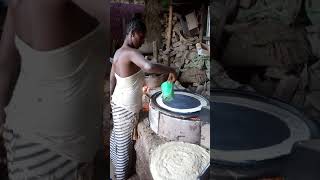Making injera in Ethiopia on improved cookstove