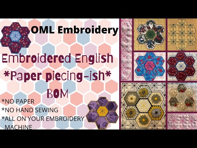 OML EmbroideryLearn.Stitch.Smile. Grandmother's Garden in the hoop hexagon  Quilt