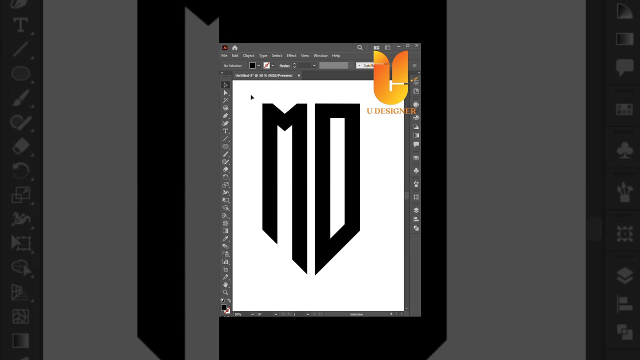 Simple MD monogram logo design | Adobe Illustrator grid tutorial. 
