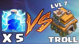 Clash Of Clans -LIGHTNING TROLL w/ TH7 DESTROYED!!  (Trolling in bronze league)