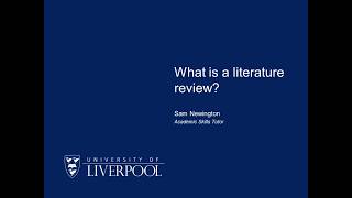 What is a literature review?