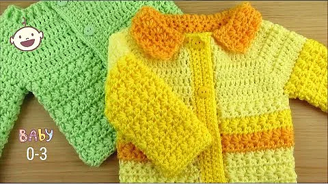 Baby cardigan crochet pattern tutorial 0-3 months