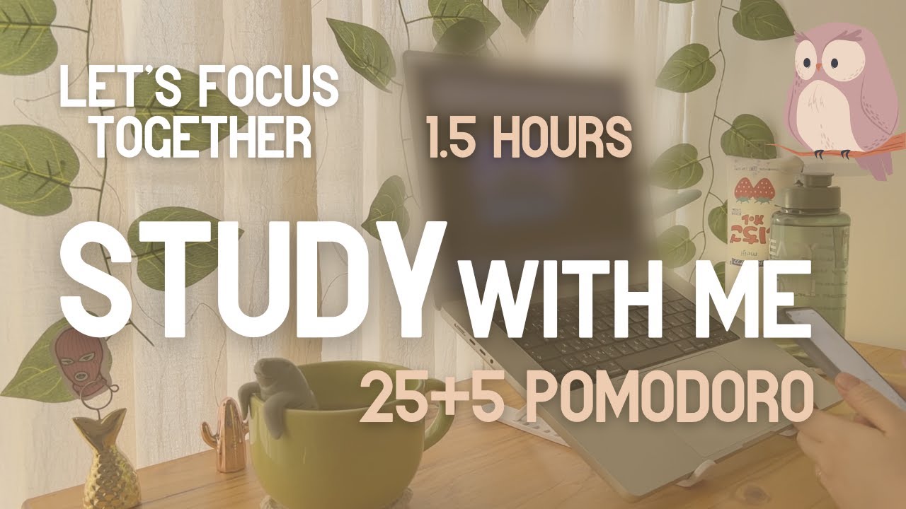 📚 study with me | 1.5 hour pomodoro session 25/5 method | no music ...