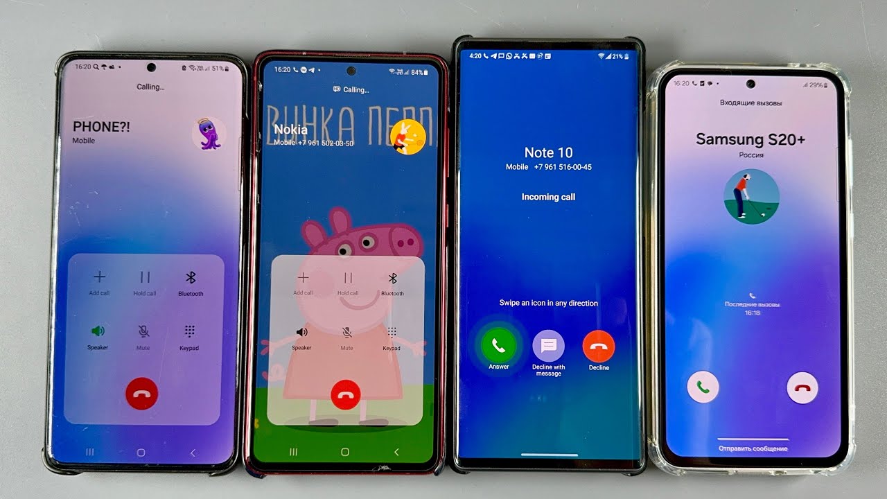 Incoming Call Samsung Galaxy S20+ vs Samsung Galaxy Note 20 vs LG Wing vs Samsung Galaxy S10e