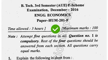 2016 Mdu BTech AUE 3rd Sem Engineering Economics Question Paper