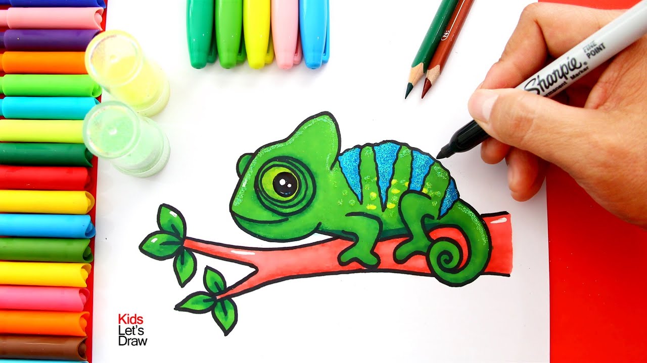 Aprende a dibujar un CAMALEÓN fácil | How to draw a Cute Chamaleon Easy -  thptnganamst.edu.vn